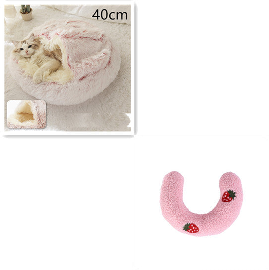 2-in-1 Round Plush Winter Pet Bed