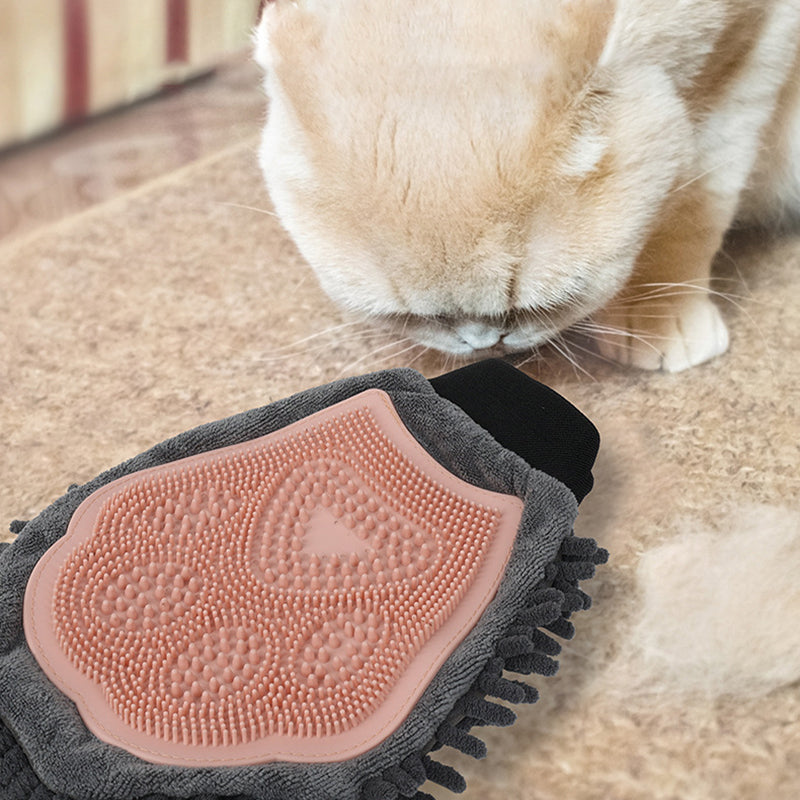 2-in-1 Pet Grooming Glove Bath Brush Massage Tool