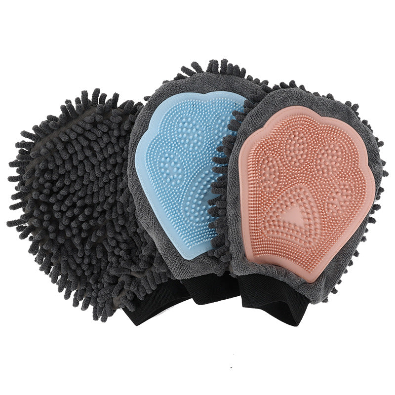 2-in-1 Pet Grooming Glove Bath Brush Massage Tool